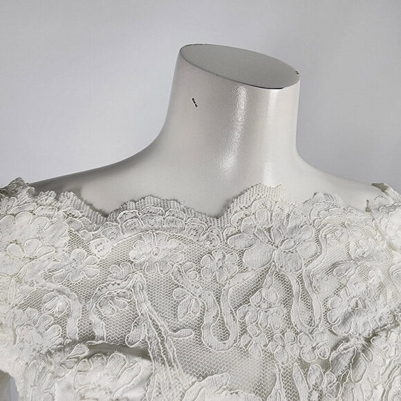 Symphony Of Venus White Of The Shoulder Midi Wedding Gown Size S - Picture 3 of 16